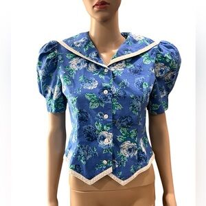 Floral Blue Women's Top